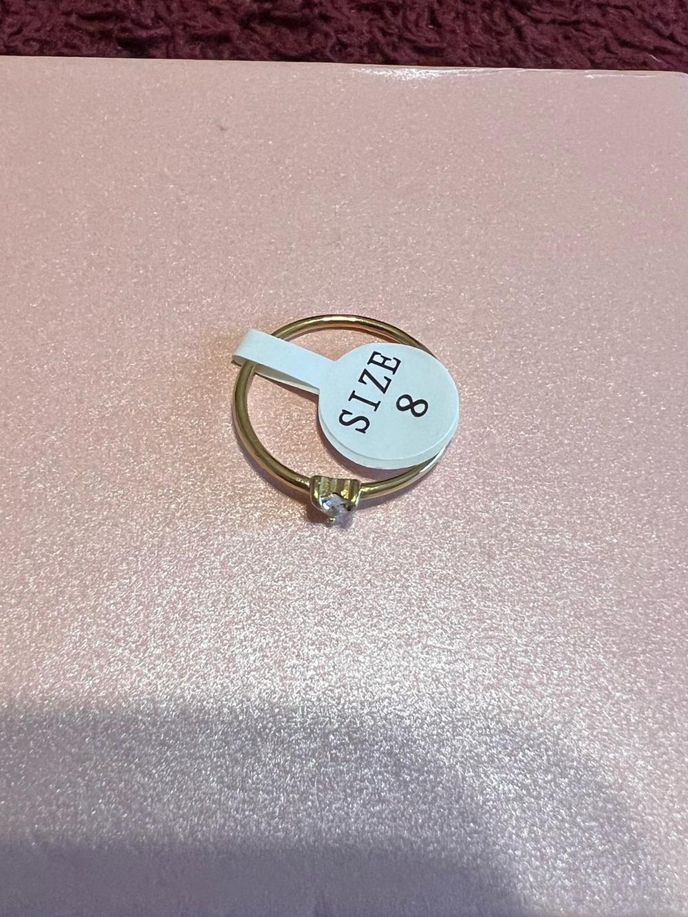Classic Gold Solitaire Heart Ring with Clear Stone - Size 8